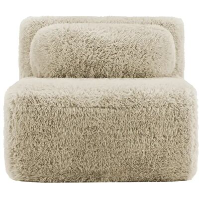 STILVORA Canapé modulaire sans accoudoirs kaki clair en peluche avec ottoman flexible - Publicité STILVORA Canapé modulaire sans accoudoirs kaki clair en peluche avec ottoman flexible - Publicité