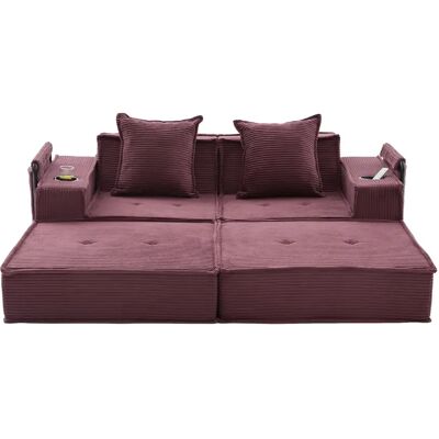 STILVORA Canapé 2 places 162/78/66 cm rouge bordeaux en velours côtelé avec rangement - Publicité STILVORA Canapé 2 places 162/78/66 cm rouge bordeaux en velours côtelé avec rangement - Publicité
