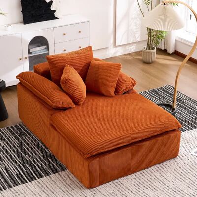 MIVRAY Canapé 1 place, 177x122x92cm, Sans montage, Mousse haute densité, En velours côtelé, Orange - Publicité MIVRAY Canapé 1 place, 177x122x92cm, Sans montage, Mousse haute densité, En velours côtelé, Orange - Publicité