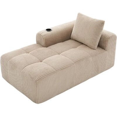 STILVORA Canapé 158/93/61 cm kaki en velours côtelé avec poches latérales et porte-gobelets - Publicité STILVORA Canapé 158/93/61 cm kaki en velours côtelé avec poches latérales et porte-gobelets - Publicité