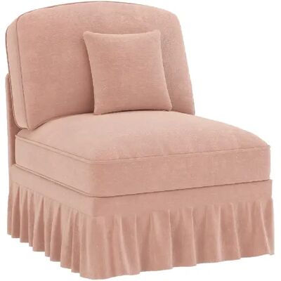 STILVORA Canapé sans accoudoirs rose en chenille avec jupe amovible et coussin - Publicité STILVORA Canapé sans accoudoirs rose en chenille avec jupe amovible et coussin - Publicité