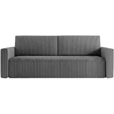 Casanova Canapé droit convertible petit velours côtelé 3 places Gris foncé - Publicité Casanova Canapé droit convertible petit velours côtelé 3 places Gris foncé - Publicité
