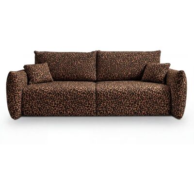 Casanova Canapé droit convertible tissu imprimé animalier 3 places Terracotta - Publicité Casanova Canapé droit convertible tissu imprimé animalier 3 places Terracotta - Publicité