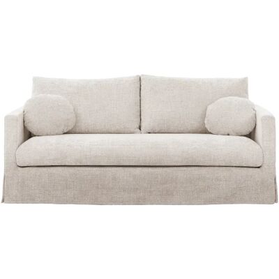 Casanova Canapé droit tissu chenille déhoussable 3 places Beige - Publicité Casanova Canapé droit tissu chenille déhoussable 3 places Beige - Publicité