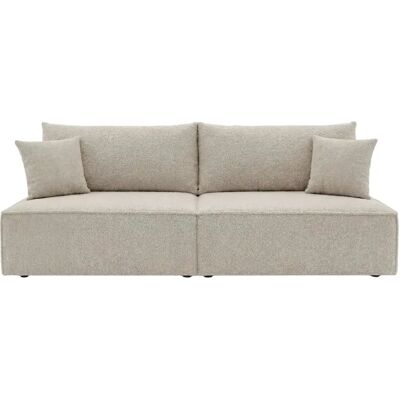Casanova Canapé droit convertible tissu bouclette Beige - Publicité Casanova Canapé droit convertible tissu bouclette Beige - Publicité