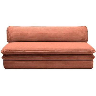 Casanova Canapé droit convertible velours côtelé Terracotta - Publicité Casanova Canapé droit convertible velours côtelé Terracotta - Publicité
