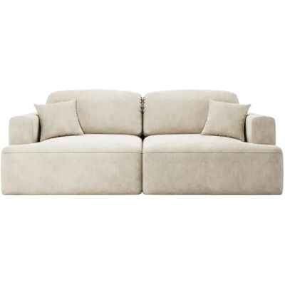 Casanova Canapé droit convertible tissu velours 3 places Beige - Publicité Casanova Canapé droit convertible tissu velours 3 places Beige - Publicité