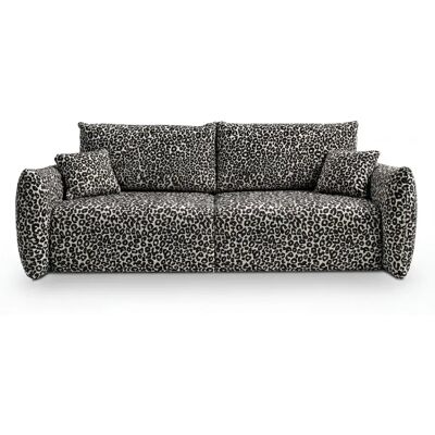 Casanova Canapé droit convertible tissu imprimé animalier 3 places Blanc - Publicité Casanova Canapé droit convertible tissu imprimé animalier 3 places Blanc - Publicité