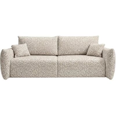 Casanova Canapé droit convertible tissu imprimé animalier 3 places Beige - Publicité Casanova Canapé droit convertible tissu imprimé animalier 3 places Beige - Publicité