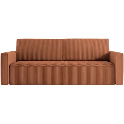 Casanova Canapé droit convertible petit velours côtelé 3 places Terracotta - Publicité Casanova Canapé droit convertible petit velours côtelé 3 places Terracotta - Publicité