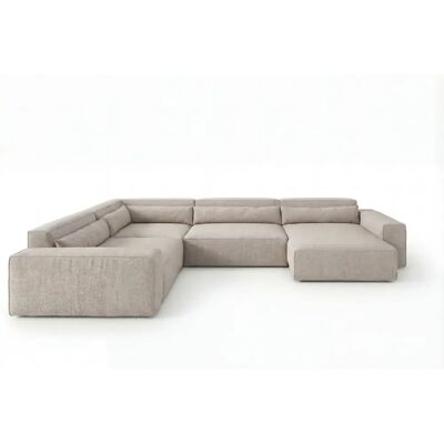 Casanova Canapé panoramique tissu lisse Beige - Publicité Casanova Canapé panoramique tissu lisse Beige - Publicité