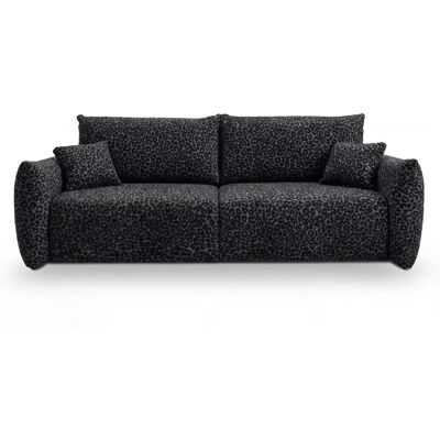 Casanova Canapé droit convertible tissu imprimé animalier 3 places Noir - Publicité Casanova Canapé droit convertible tissu imprimé animalier 3 places Noir - Publicité