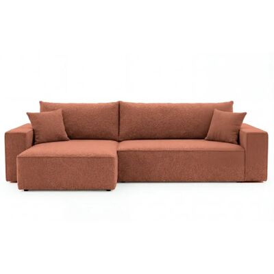 Casanova Canapé d'angle convertible tissu bouclette Terracotta - Publicité Casanova Canapé d'angle convertible tissu bouclette Terracotta - Publicité