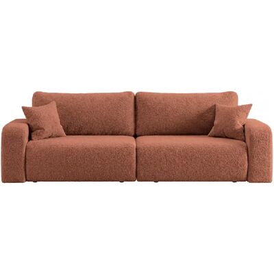 Casanova Canapé droit convertible tissu bouclette Terracotta - Publicité Casanova Canapé droit convertible tissu bouclette Terracotta - Publicité