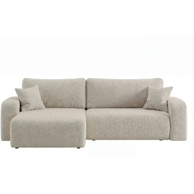 Casanova Canapé d'angle convertible tissu bouclette Beige - Publicité Casanova Canapé d'angle convertible tissu bouclette Beige - Publicité