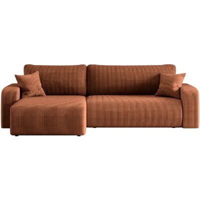Casanova Canapé d'angle convertible petit velours côtelé Terracotta - Publicité Casanova Canapé d'angle convertible petit velours côtelé Terracotta - Publicité