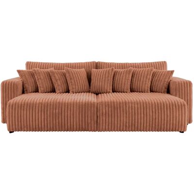 Casanova Canapé droit convertible gros velours côtelé Terracotta - Publicité Casanova Canapé droit convertible gros velours côtelé Terracotta - Publicité