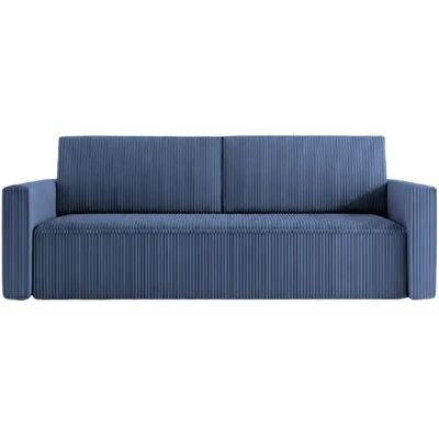 Casanova Canapé droit convertible petit velours côtelé 3 places Bleu - Publicité Casanova Canapé droit convertible petit velours côtelé 3 places Bleu - Publicité