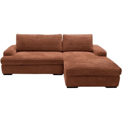 Casanova Canapé d'angle convertible gros velours côtelé Terracotta Droit - Publicité Casanova Canapé d'angle convertible gros velours côtelé Terracotta Droit - Publicité
