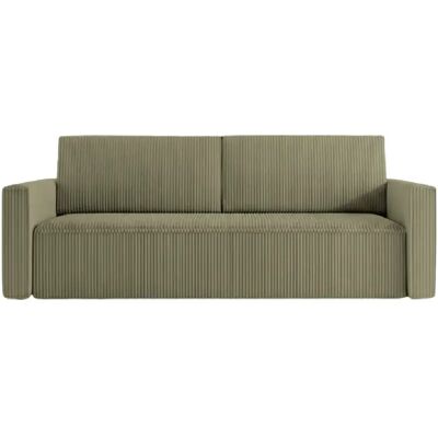 Casanova Canapé droit convertible petit velours côtelé 3 places Vert - Publicité Casanova Canapé droit convertible petit velours côtelé 3 places Vert - Publicité