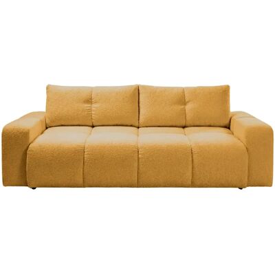 Casanova Canapé droit convertible tissu chenille 3 places Moutarde - Publicité Casanova Canapé droit convertible tissu chenille 3 places Moutarde - Publicité