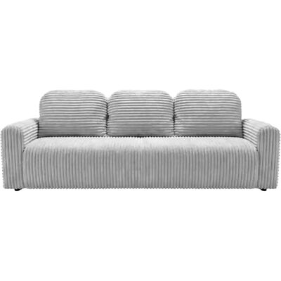 Casanova Canapé droit convertible gros velours côtelé 3 places Gris clair - Publicité Casanova Canapé droit convertible gros velours côtelé 3 places Gris clair - Publicité