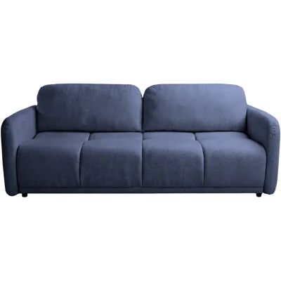 Casanova Canapé droit convertible tissu lisse 3 places Bleu - Publicité Casanova Canapé droit convertible tissu lisse 3 places Bleu - Publicité