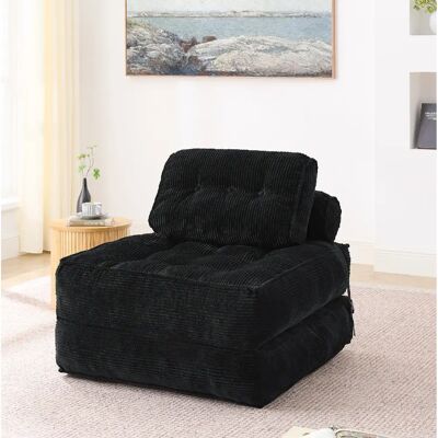 MIVRAY Canapé convertible 1 place 85x85x85 cm, Dossier réglable, Mousse, Noir - Publicité MIVRAY Canapé convertible 1 place 85x85x85 cm, Dossier réglable, Mousse, Noir - Publicité