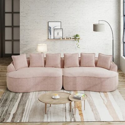 MIVRAY Canapé Compressé modulable 320x114x67cm, 4 places, sans montage, en chenille, rose - Publicité MIVRAY Canapé Compressé modulable 320x114x67cm, 4 places, sans montage, en chenille, rose - Publicité