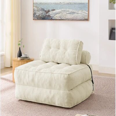 MIVRAY Canapé convertible 1 place 85x85x85 cm, Dossier réglable, Mousse, Beige - Publicité MIVRAY Canapé convertible 1 place 85x85x85 cm, Dossier réglable, Mousse, Beige - Publicité