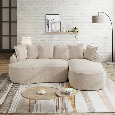 MIVRAY Canapé Compressé d'angle modulable 3 places, 252x164x67cm, sans montage, Tissu, taupe clair - Publicité MIVRAY Canapé Compressé d'angle modulable 3 places, 252x164x67cm, sans montage, Tissu, taupe clair - Publicité