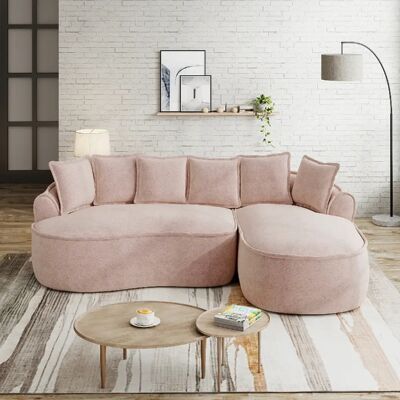 MIVRAY Canapé Compressé d'angle modulable 3 places, 252x164x67cm, sans montage, en chenille, rose - Publicité MIVRAY Canapé Compressé d'angle modulable 3 places, 252x164x67cm, sans montage, en chenille, rose - Publicité