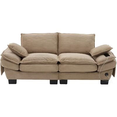 STILVORA Canapé 2 places 190/73/84 cm kaki en velours côtelé avec USB-C et poches - Publicité STILVORA Canapé 2 places 190/73/84 cm kaki en velours côtelé avec USB-C et poches - Publicité
