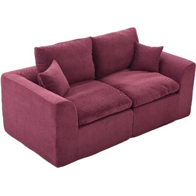 STILVORA Canapé 2 places 204/102,5/84 cm rouge bordeaux en velours côtelé avec coussins - Publicité STILVORA Canapé 2 places 204/102,5/84 cm rouge bordeaux en velours côtelé avec coussins - Publicité