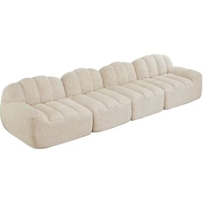STILVORA Canapé modulable 4 places beige blanc en polaire granulée à assise profonde - Publicité STILVORA Canapé modulable 4 places beige blanc en polaire granulée à assise profonde - Publicité