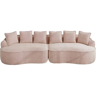 STILVORA Canapé modulable 4 places rose en chenille sans montage avec coussins - Publicité STILVORA Canapé modulable 4 places rose en chenille sans montage avec coussins - Publicité