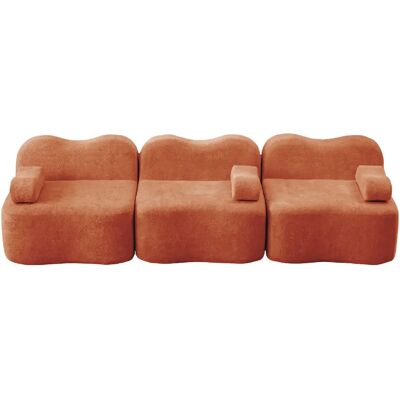 STILVORA Canapé modulable orange en velours à forme ondulée et assise profonde - Publicité STILVORA Canapé modulable orange en velours à forme ondulée et assise profonde - Publicité