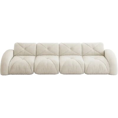 STILVORA Canapé modulable 4 places blanc cassé en chenille confort sans armature - Publicité STILVORA Canapé modulable 4 places blanc cassé en chenille confort sans armature - Publicité