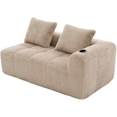 STILVORA Canapé 2 places 158/93/61 cm kaki en velours côtelé avec poches et porte-gobelets - Publicité STILVORA Canapé 2 places 158/93/61 cm kaki en velours côtelé avec poches et porte-gobelets - Publicité