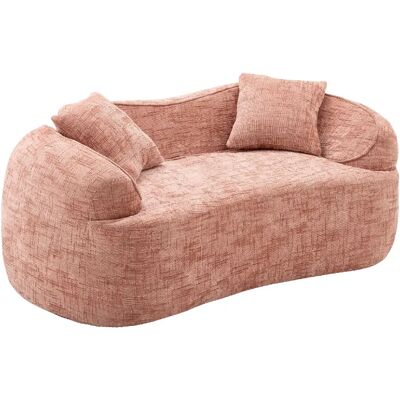 STILVORA Canapé 2 places rose en mousse et ressorts sans montage avec design courbé - Publicité STILVORA Canapé 2 places rose en mousse et ressorts sans montage avec design courbé - Publicité