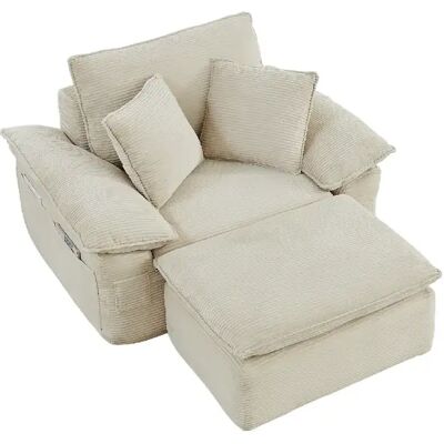 STILVORA Canapé de sol 1 place beige en tissu avec repose-pieds modulable - Publicité STILVORA Canapé de sol 1 place beige en tissu avec repose-pieds modulable - Publicité