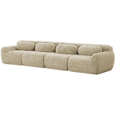 STILVORA Canapé 4 places kaki clair en tissu peluche avec coussins et base antidérapante - Publicité STILVORA Canapé 4 places kaki clair en tissu peluche avec coussins et base antidérapante - Publicité
