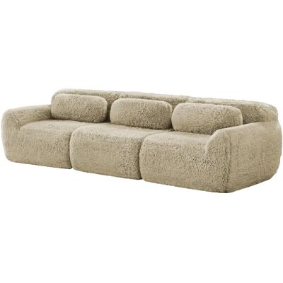 STILVORA Canapé 3 places modulable kaki clair en peluche sans montage avec coussins - Publicité STILVORA Canapé 3 places modulable kaki clair en peluche sans montage avec coussins - Publicité