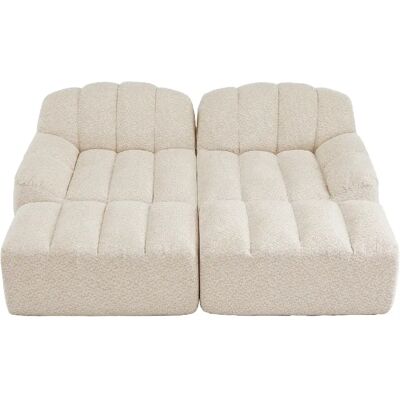 STILVORA Canapé modulaire 2 places beige blanc en polaire granulée avec ottomans - Publicité STILVORA Canapé modulaire 2 places beige blanc en polaire granulée avec ottomans - Publicité