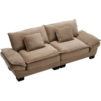 STILVORA Canapé 2 places 224/81/81 cm kaki en velours côtelé avec assise profonde - Publicité STILVORA Canapé 2 places 224/81/81 cm kaki en velours côtelé avec assise profonde - Publicité