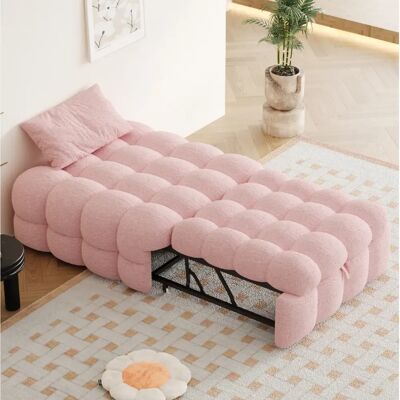 Pouf convertible 183x76 cm - Modenvie - 2 en 1 gain de place - Rose - Publicité Pouf convertible 183x76 cm - Modenvie - 2 en 1 gain de place - Rose - Publicité