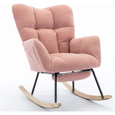 STILVORA Fauteuil à bascule 80/98/98,5 cm rose en teddy avec repose-pieds pliable - Publicité STILVORA Fauteuil à bascule 80/98/98,5 cm rose en teddy avec repose-pieds pliable - Publicité