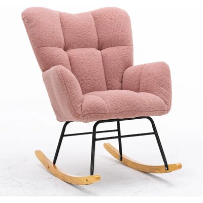 STILVORA Fauteuil à bascule 80/70/95 cm rose en teddy avec dossier capitonné - Publicité STILVORA Fauteuil à bascule 80/70/95 cm rose en teddy avec dossier capitonné - Publicité