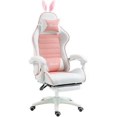 STILVORA Chaise gaming 63/65/136-142 cm rose en cuir reconstitué avec repose-pieds - Publicité STILVORA Chaise gaming 63/65/136-142 cm rose en cuir reconstitué avec repose-pieds - Publicité