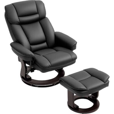 STILVORA Fauteuil relax 86/83/107 cm noir en simili cuir avec repose-pieds inclinable - Publicité STILVORA Fauteuil relax 86/83/107 cm noir en simili cuir avec repose-pieds inclinable - Publicité